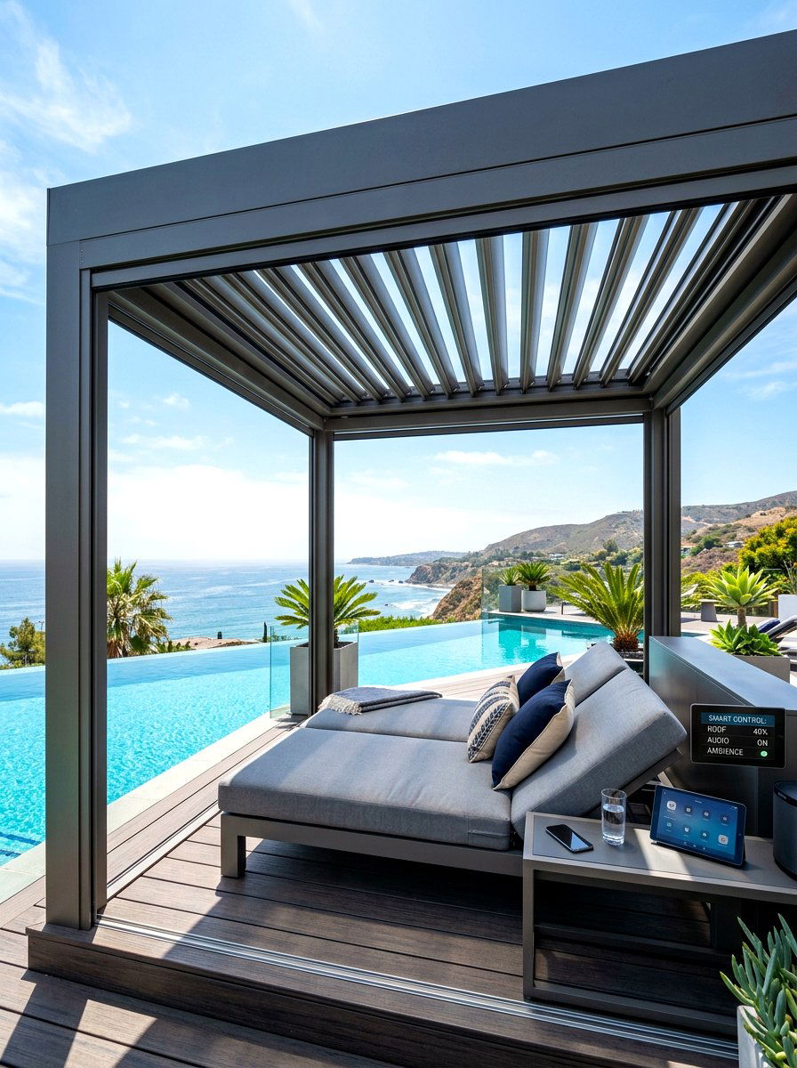 Retractable Roof Poolside Cabana - 30 poolside daybed cabana ideas
