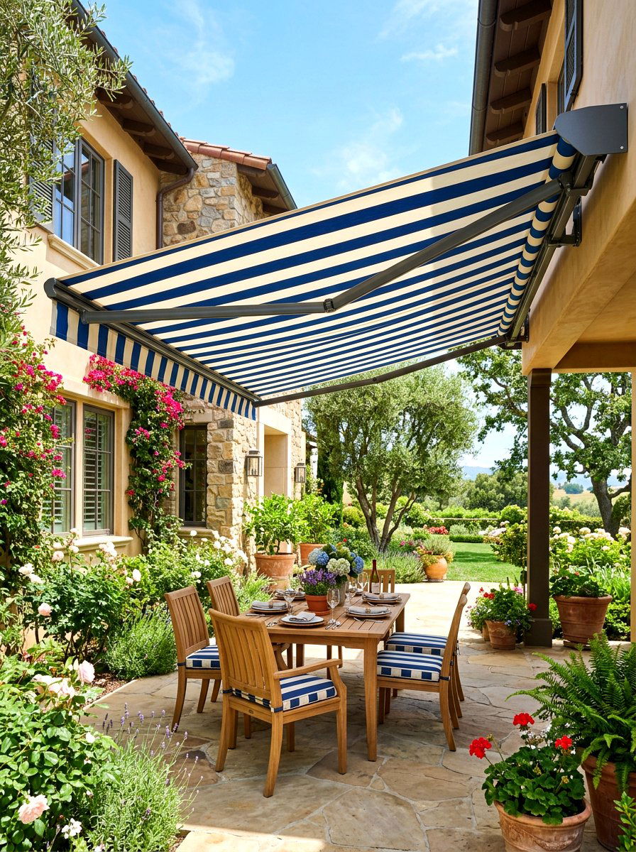 Retractable Shade Awning - 30 patio makeover ideas