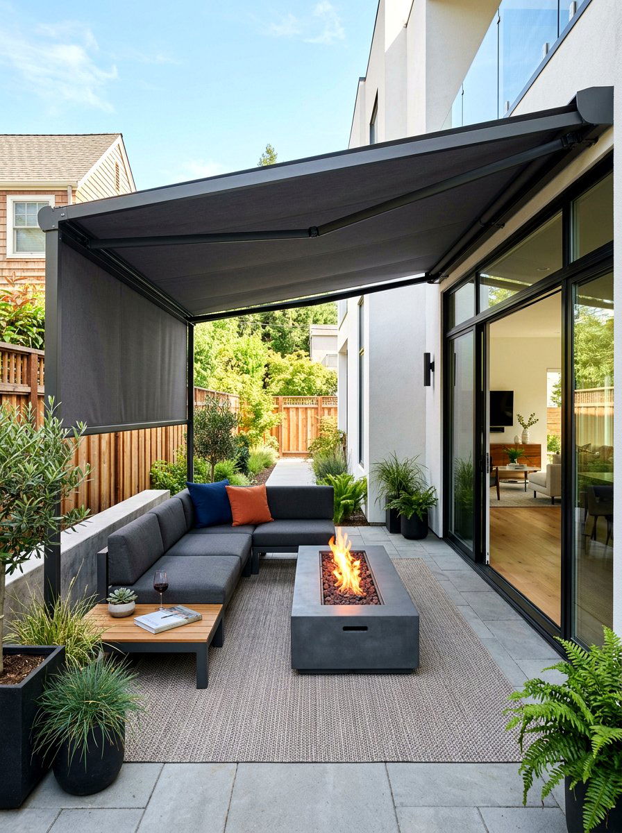 Retractable Side Awning - 30 decorative privacy screen ideas