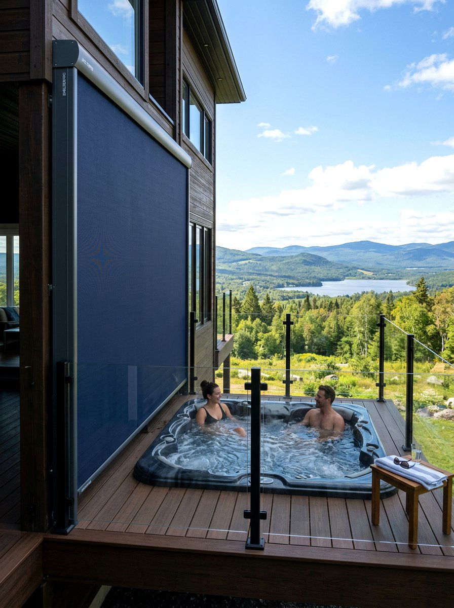 Retractable Side Awning - 30 hot tub privacy ideas