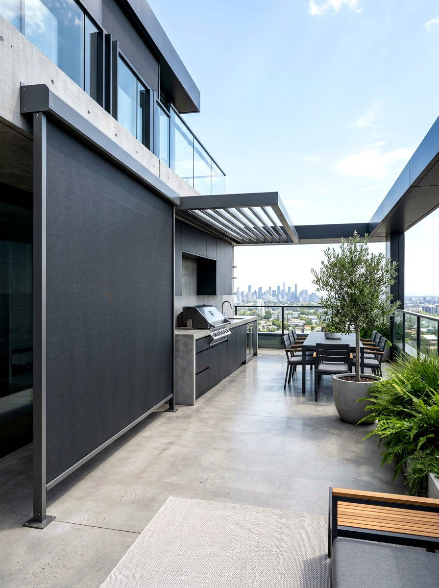 Retractable Side Awning - 30 rooftop privacy screen ideas