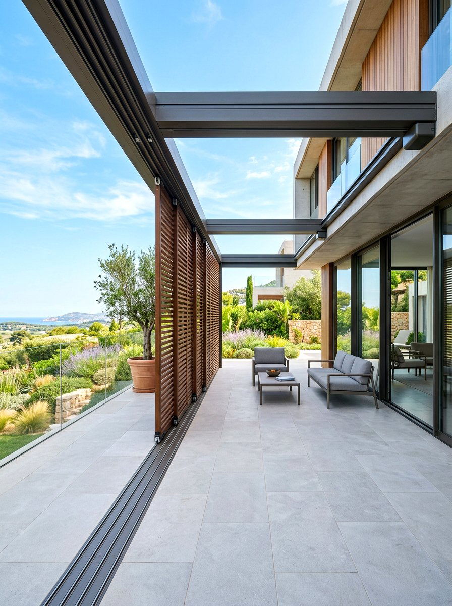 Retractable Slatted Screen - 30 slatted privacy wall ideas
