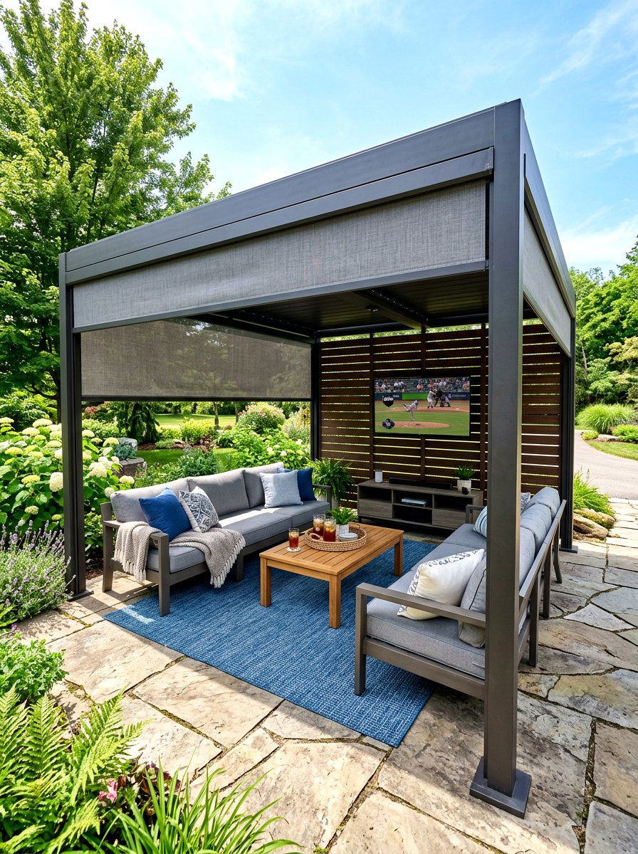 Retractable Solar Shades - 30 gazebo privacy ideas