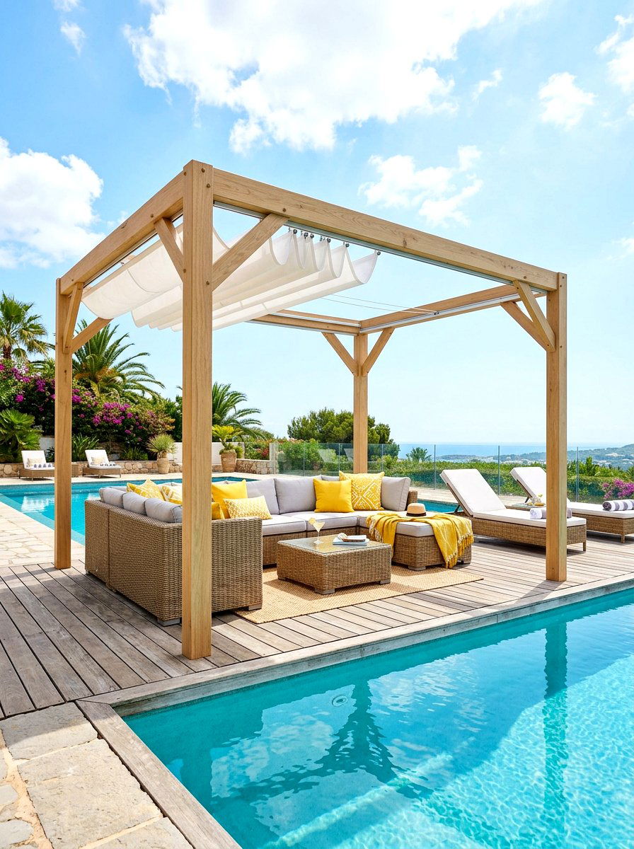 Retractable Wood Shade - 30 wood patio cover ideas