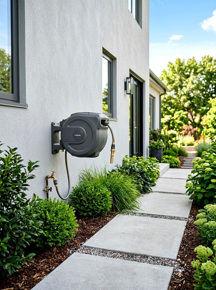 Retractable hose reel enclosure - 30 hose reel hideaway ideas