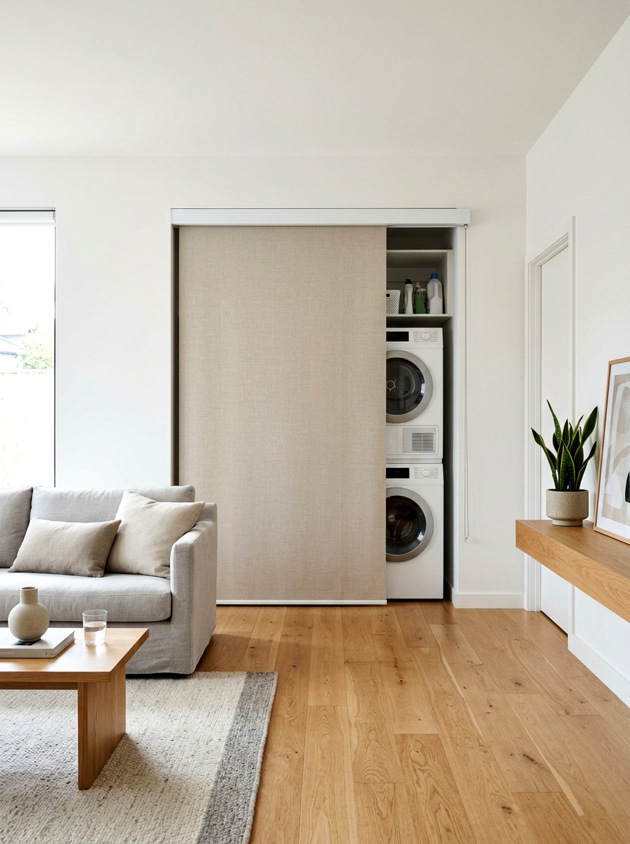 Retractable laundry screen - 30 washer dryer enclosure ideas