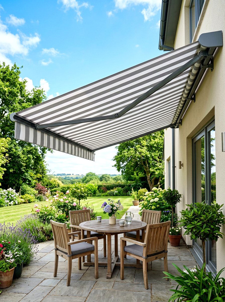Retractable patio awning - 30 small patio ideas