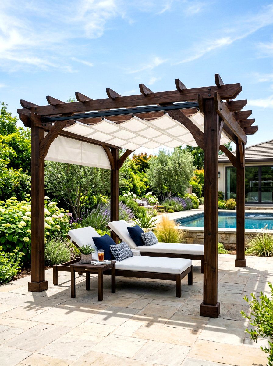 Retractable pergola canopy - 30 deck shade ideas