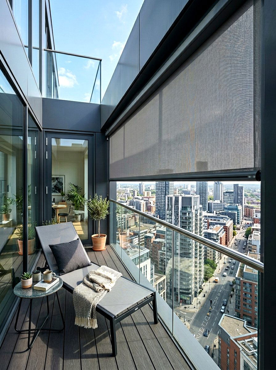Retractable side awning - 30 apartment patio privacy ideas