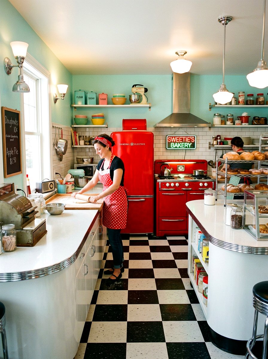 Retro 1950s Bakery Kitchen - 30 vintage bakery kitchen ideas