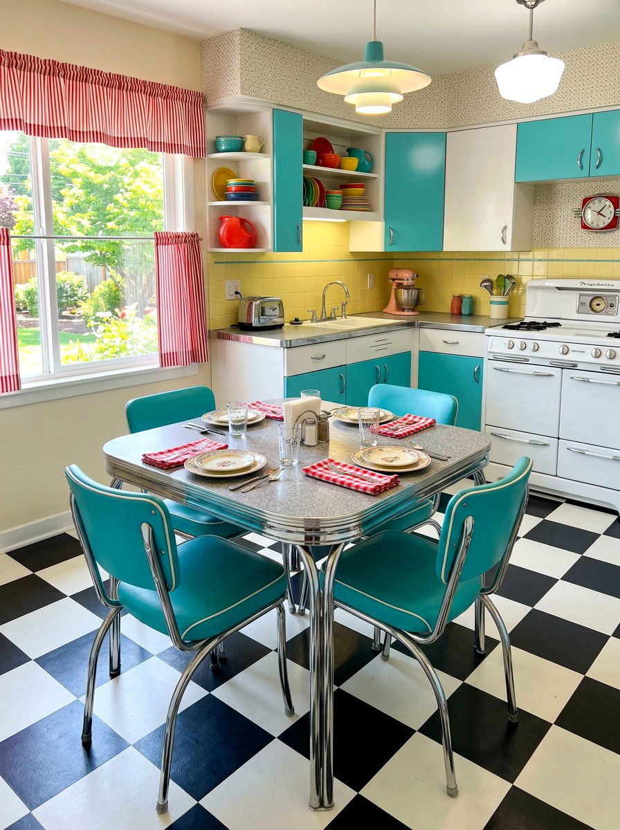 Retro 1950s kitchen table - 30 vintage tablescape ideas