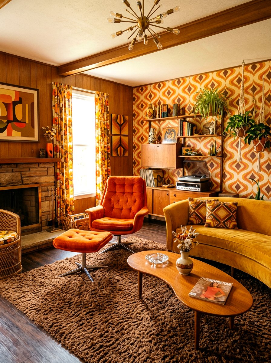 Retro 1970s Living Room Style - 30 playful maximalist living room ideas
