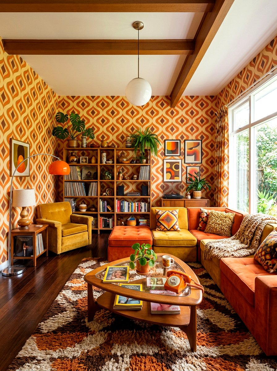 Retro 70s Wallpaper - 30 removable wallpaper room ideas