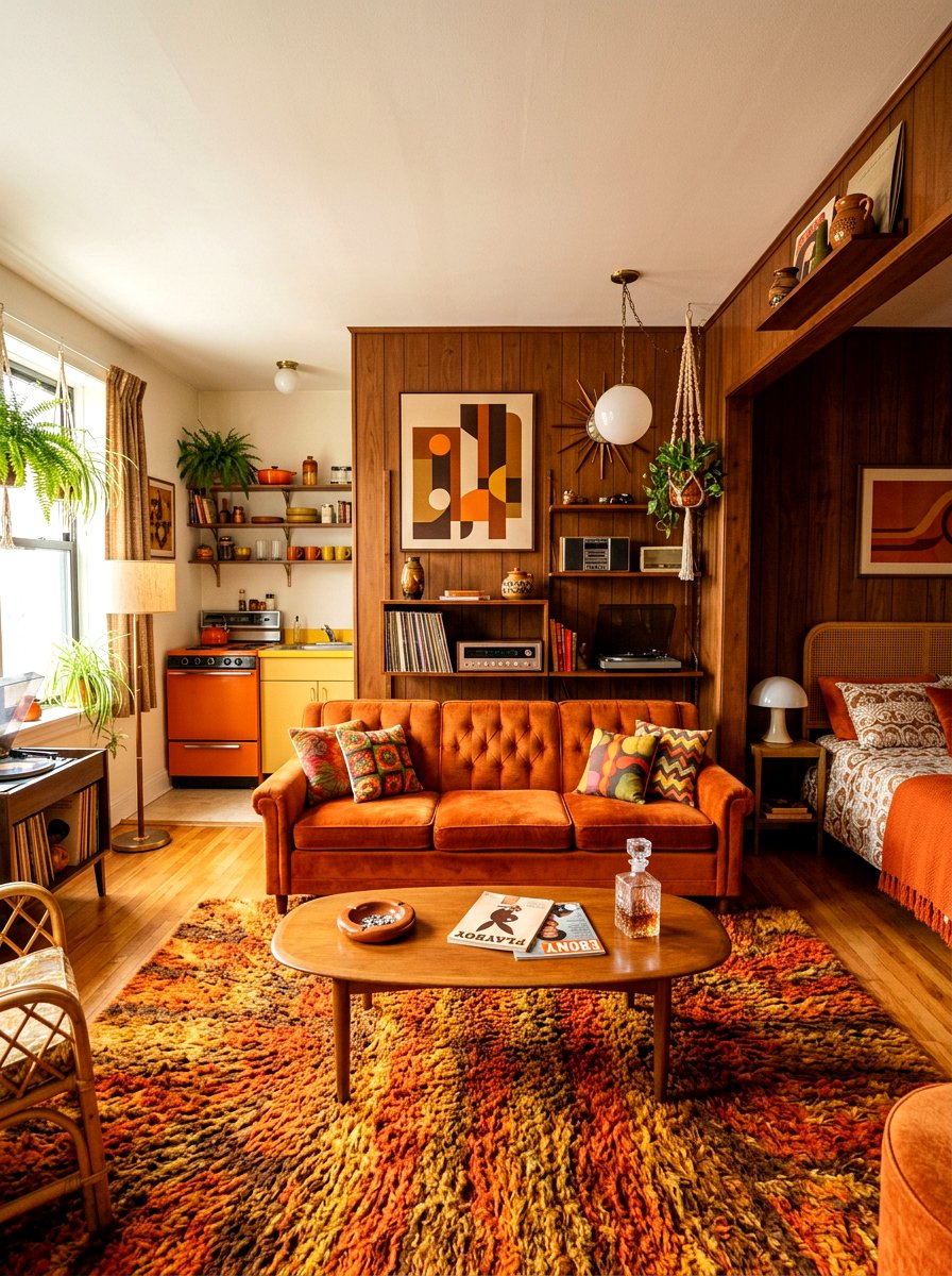 Retro 70s studio apartment - 30 studio apartment vibe ideas