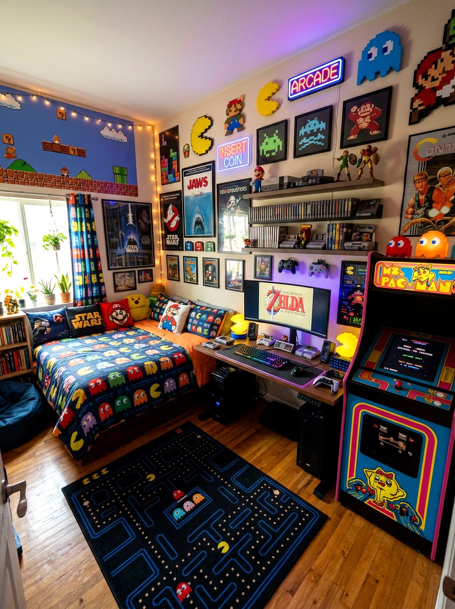 Retro Arcade Bedroom - 30 gamer bedroom ideas