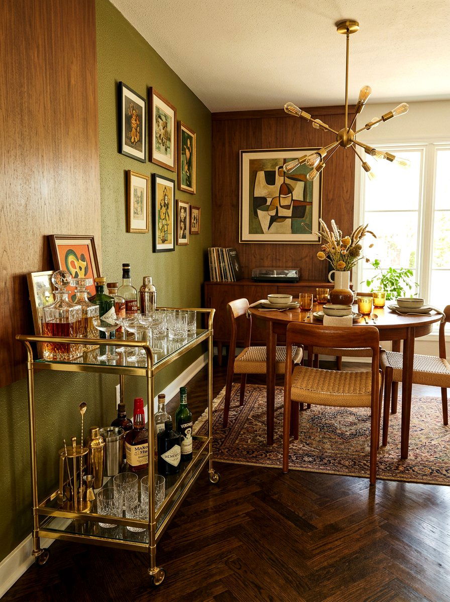 Retro Bar Cart Dining Room - 30 retro dining room ideas