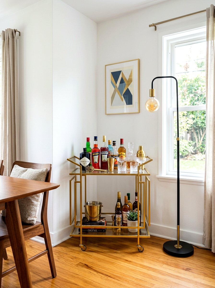 Retro Bar Cart - 30 thrifted decor styling ideas