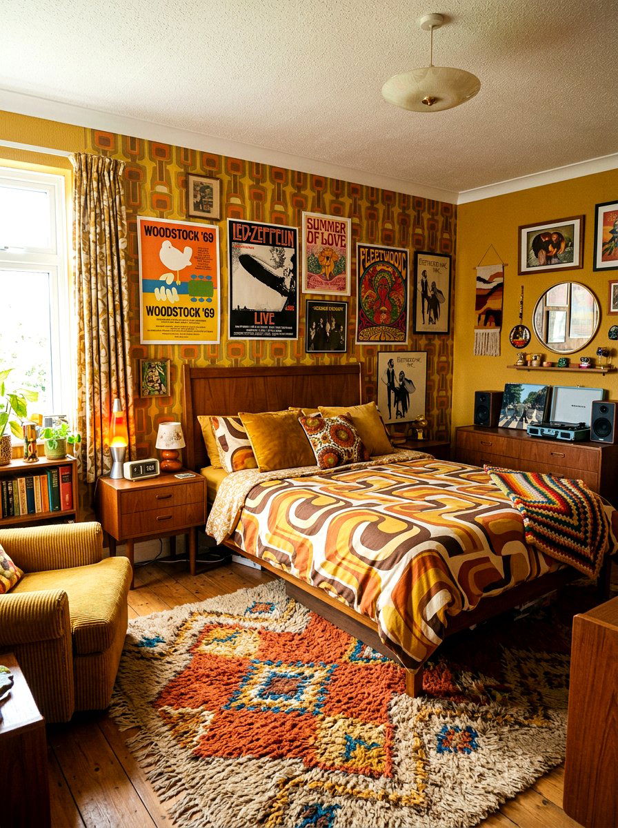 Retro Bedroom - 30 tween girl bedroom ideas