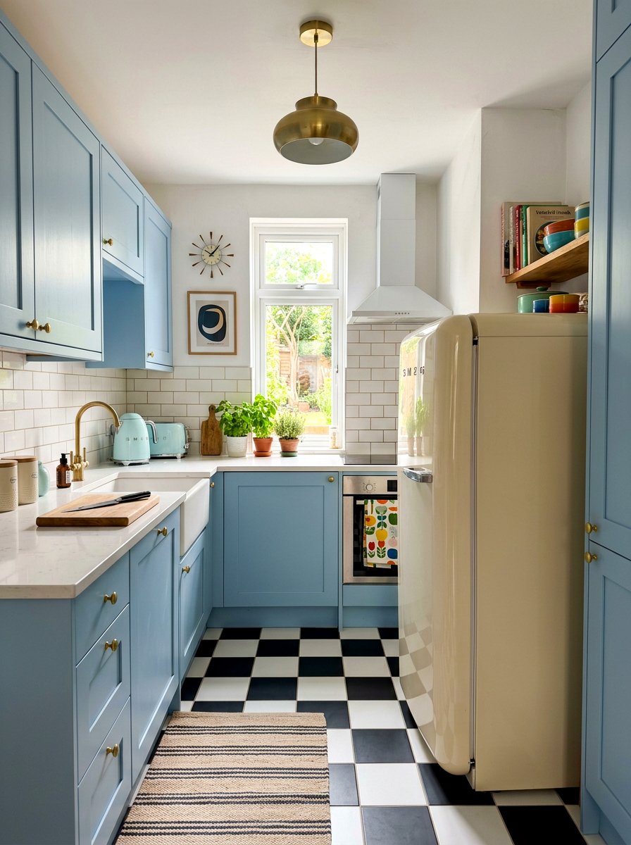 Retro Cream Refrigerator Small Kitchen - 30 cream appliance kitchen ideas