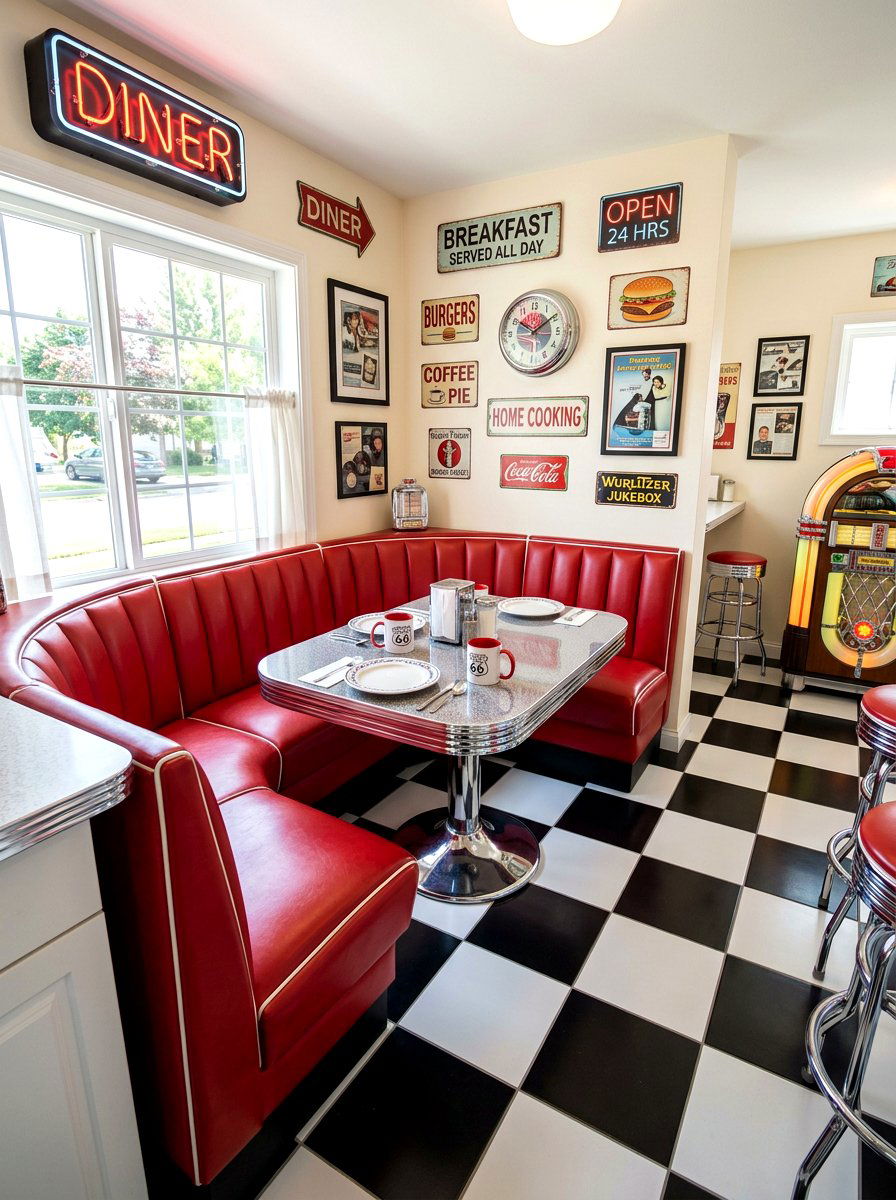 Retro Diner Style Breakfast Nook - 30 eclectic dining room ideas