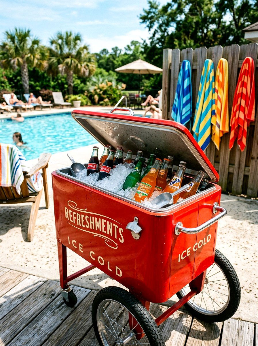 Retro Drink Cooler - 30 pool party decor ideas
