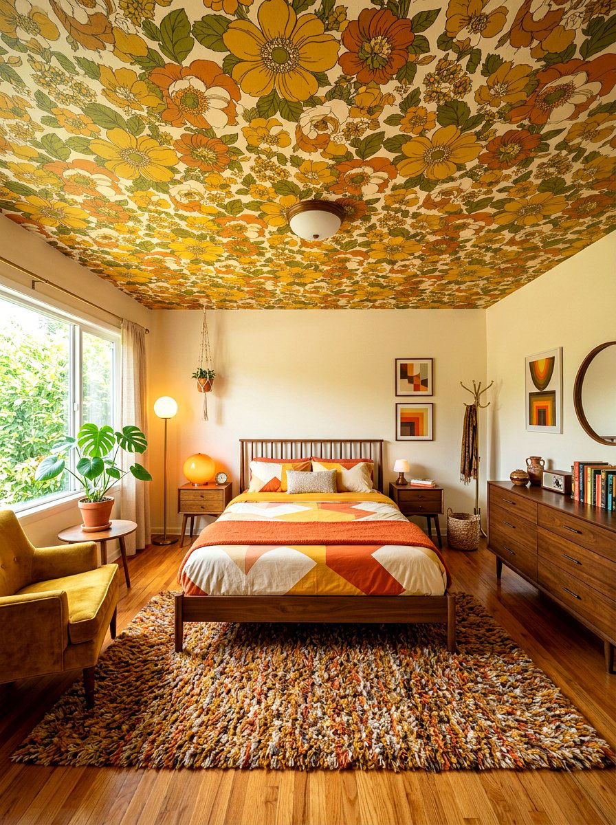 Retro Floral Ceiling - 30 vintage floral ceiling ideas
