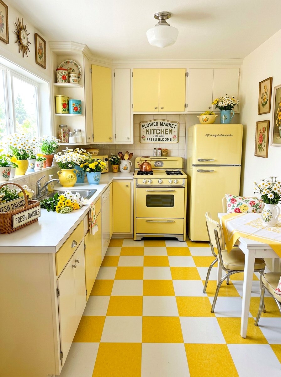 Retro Flower Market Kitchen - 30 flower market kitchen ideas