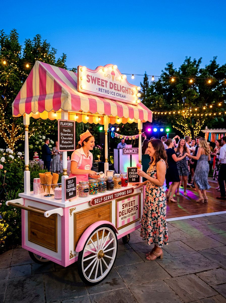 Retro Ice Cream Cart - 30 outdoor dessert station ideas