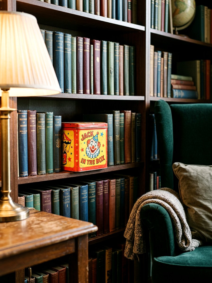 Retro Jack In The Box Bookshelf Decor - 30 vintage toy decor ideas