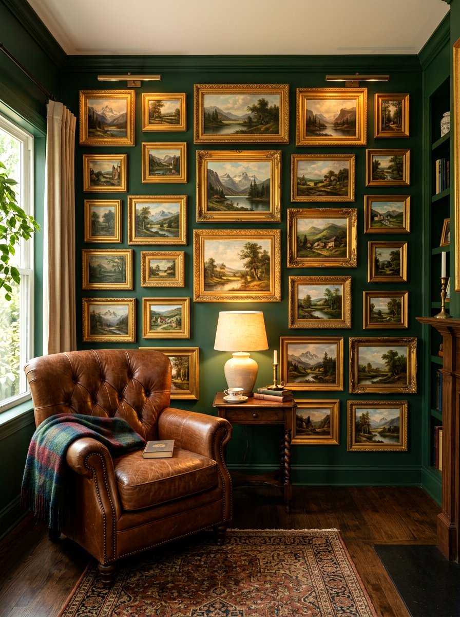 Retro Landscape Painting Wall - 30 vintage collage wall ideas
