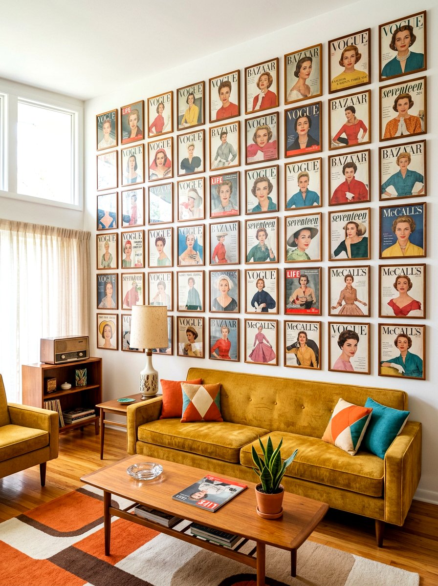 Retro Magazine Cover Wall - 30 vintage collage wall ideas
