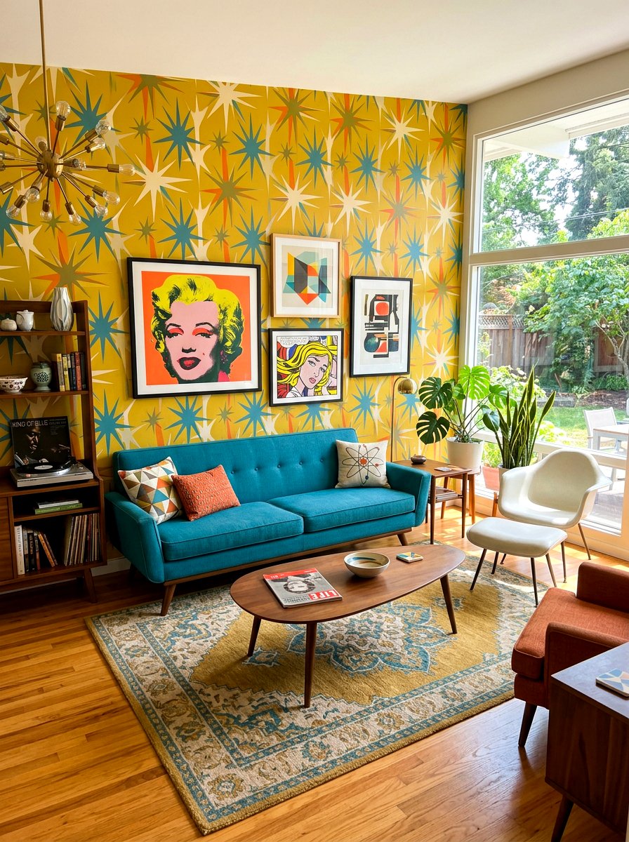 Retro Mid Century Modern Wallpaper - 30 patterned wallpaper ideas