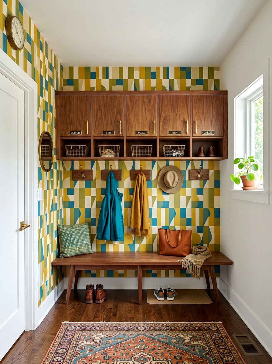 Retro Mid Century Mudroom Wallpaper - 30 mudroom wallpaper ideas