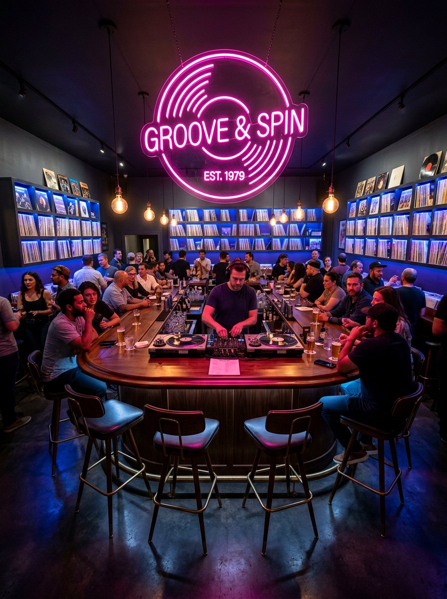 Retro Neon Record Bar - 30 listening lounge ideas