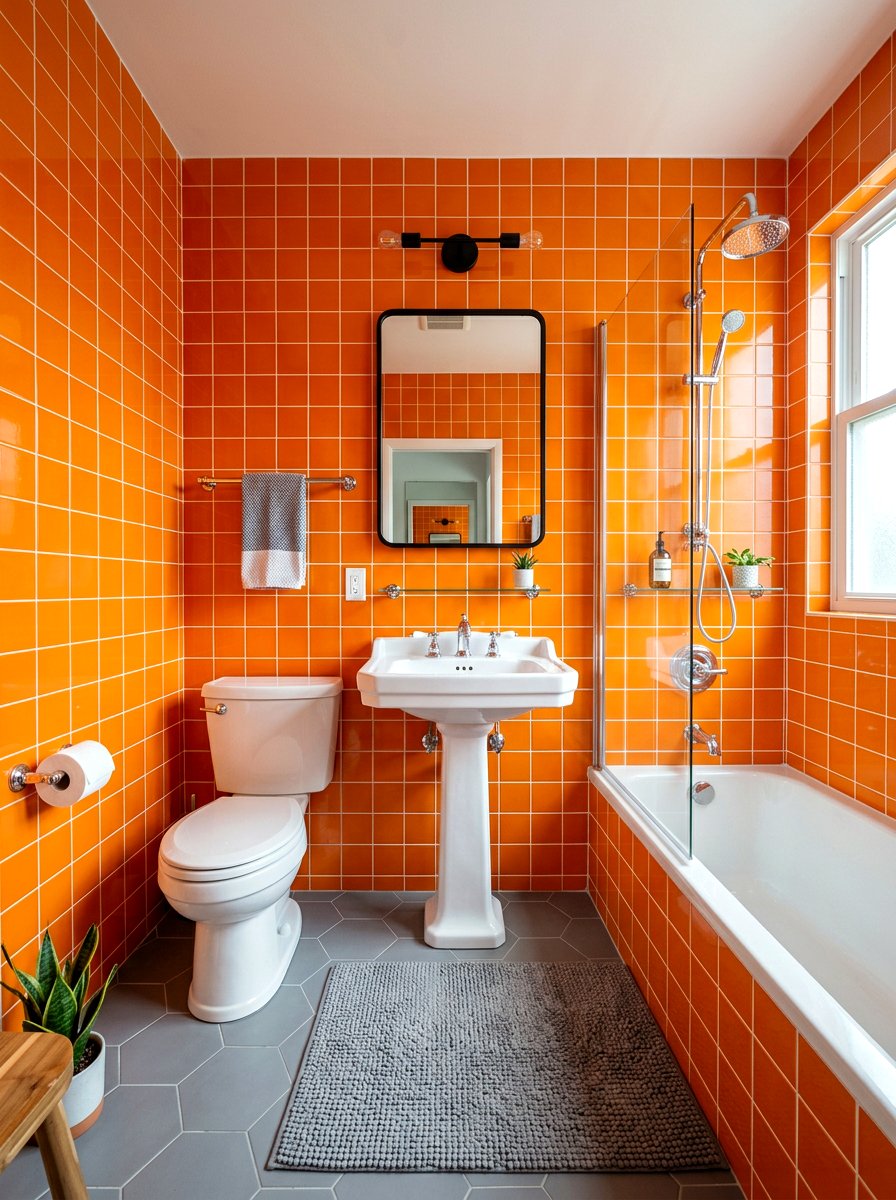 Retro Orange Bathroom Tile - 30 eclectic bathroom ideas