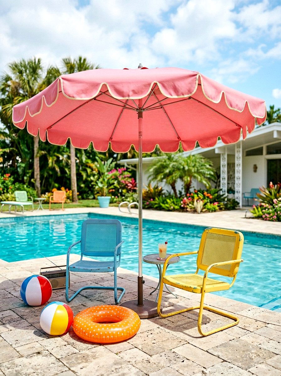 Retro Pool Umbrella - 30 pool umbrella ideas