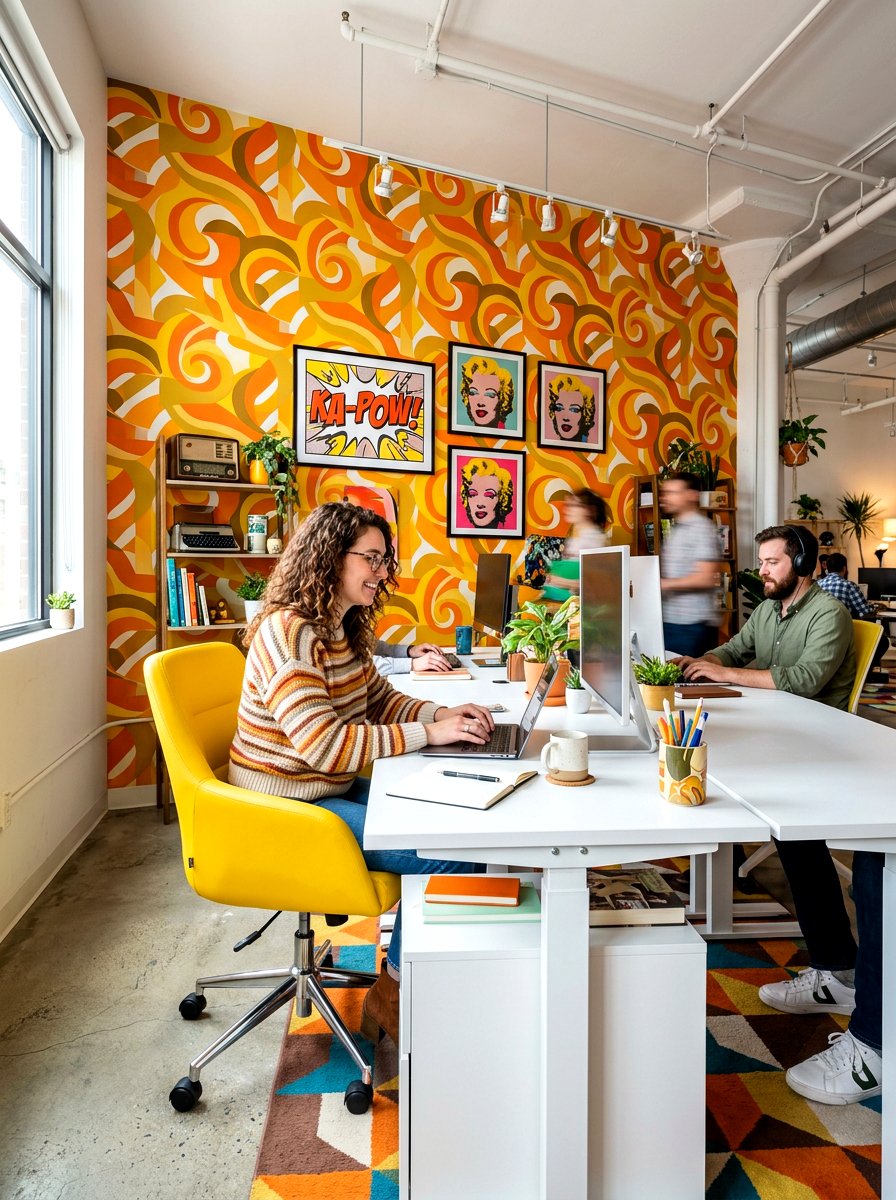Retro Pop Wallpaper - 30 office wallpaper ideas