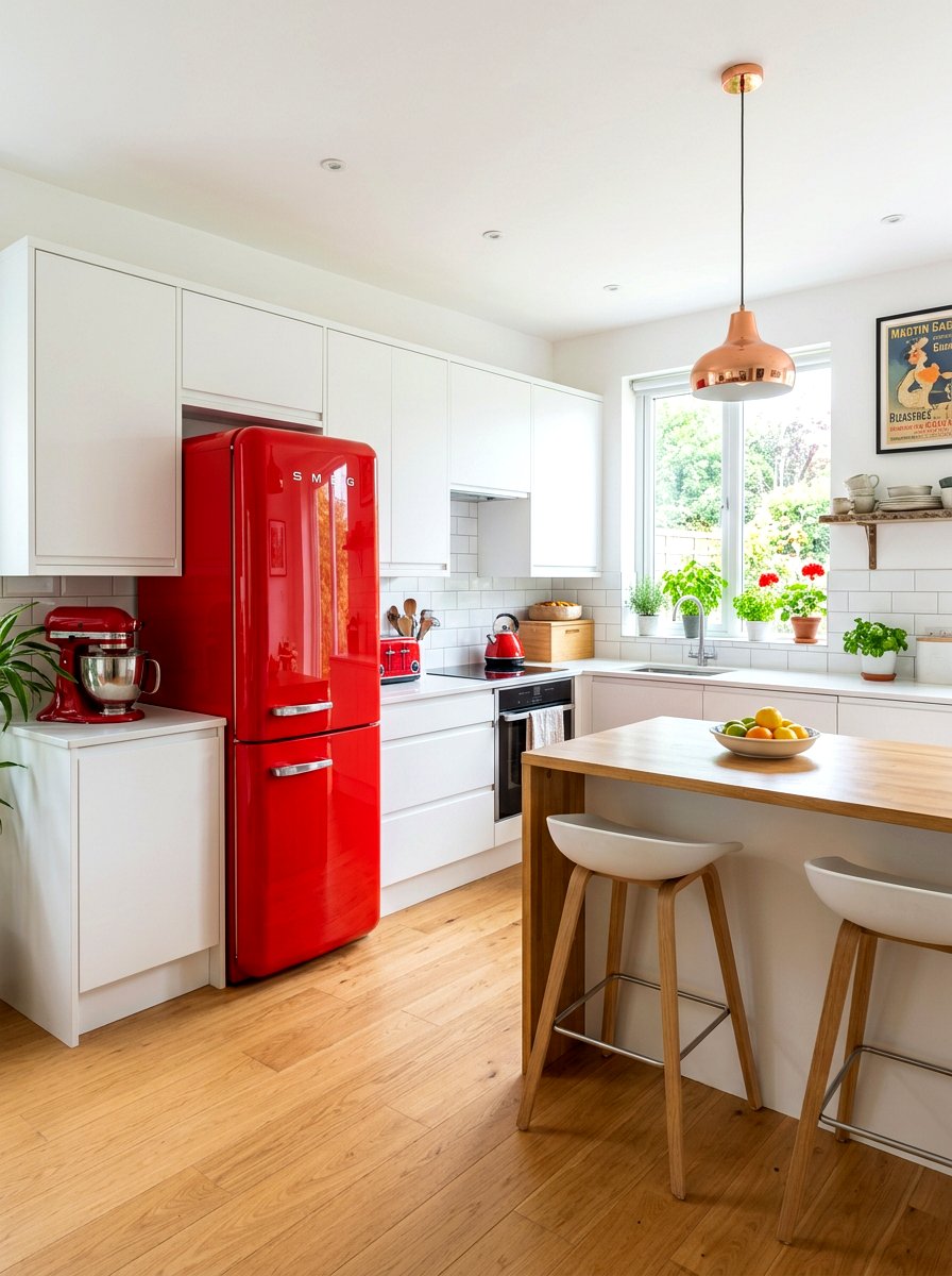 Retro Refrigerator Kitchen - 30 vintage kitchen ideas