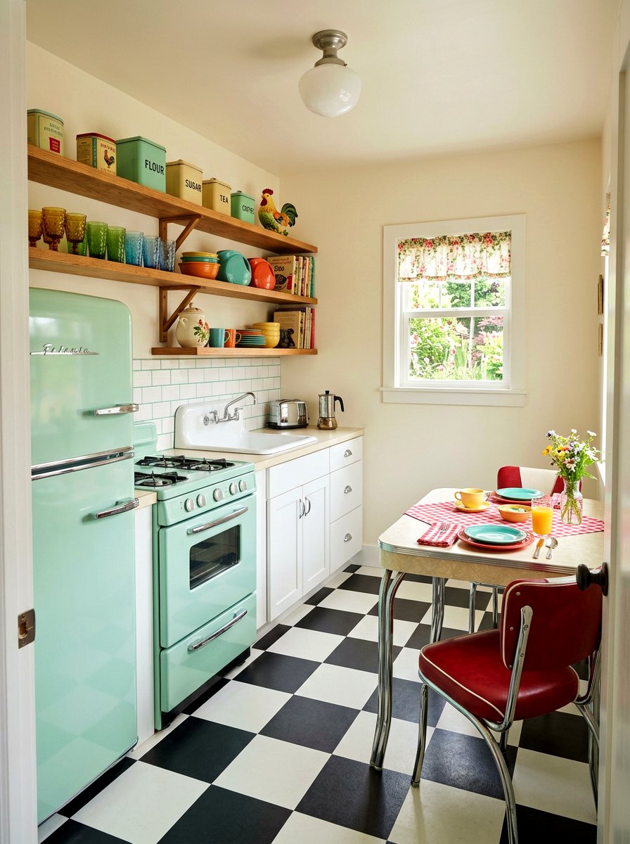 Retro Small Kitchen - 30 tiny cottage decor ideas