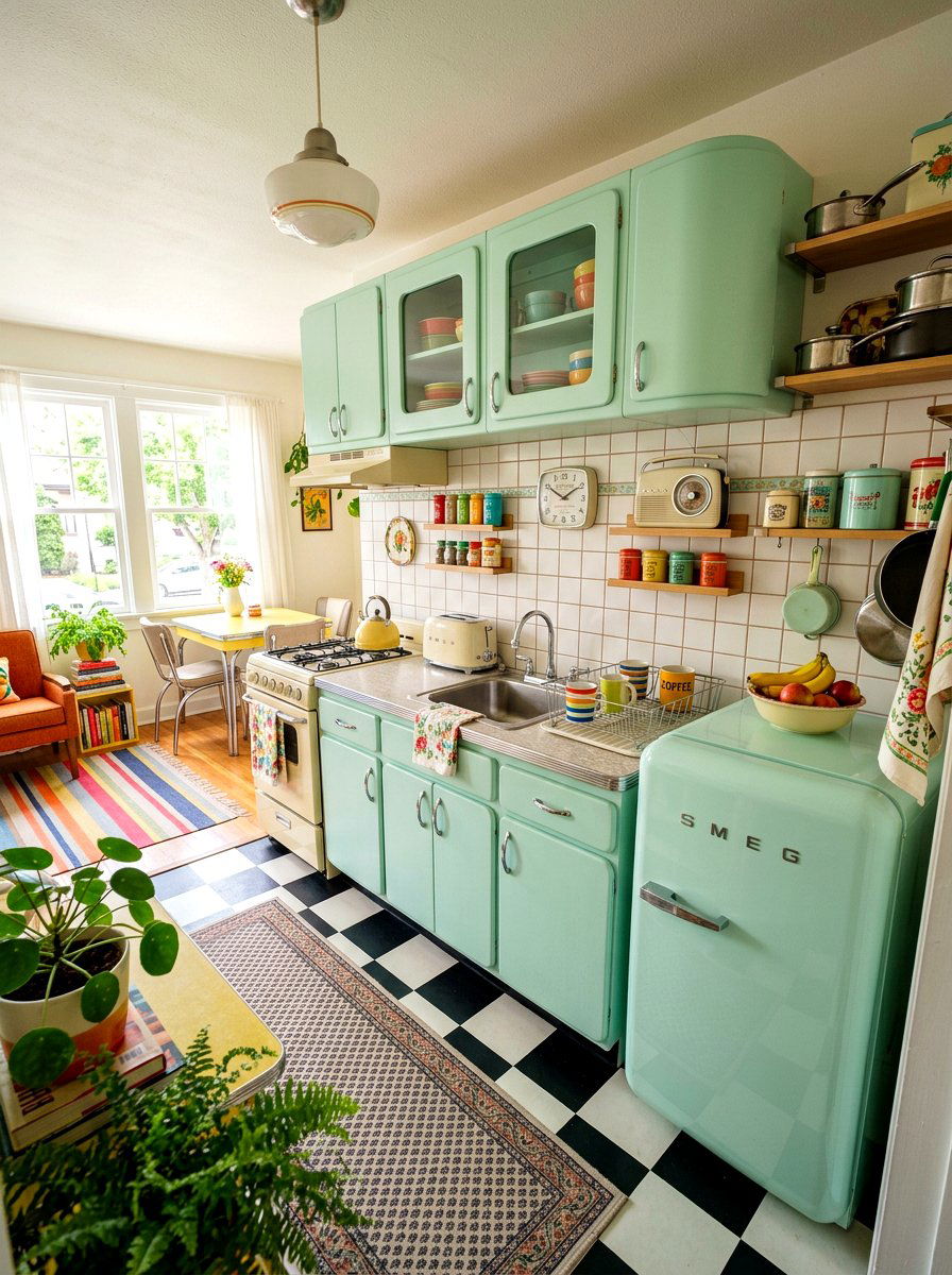 Retro Small Kitchenette - 30 studio kitchenette ideas