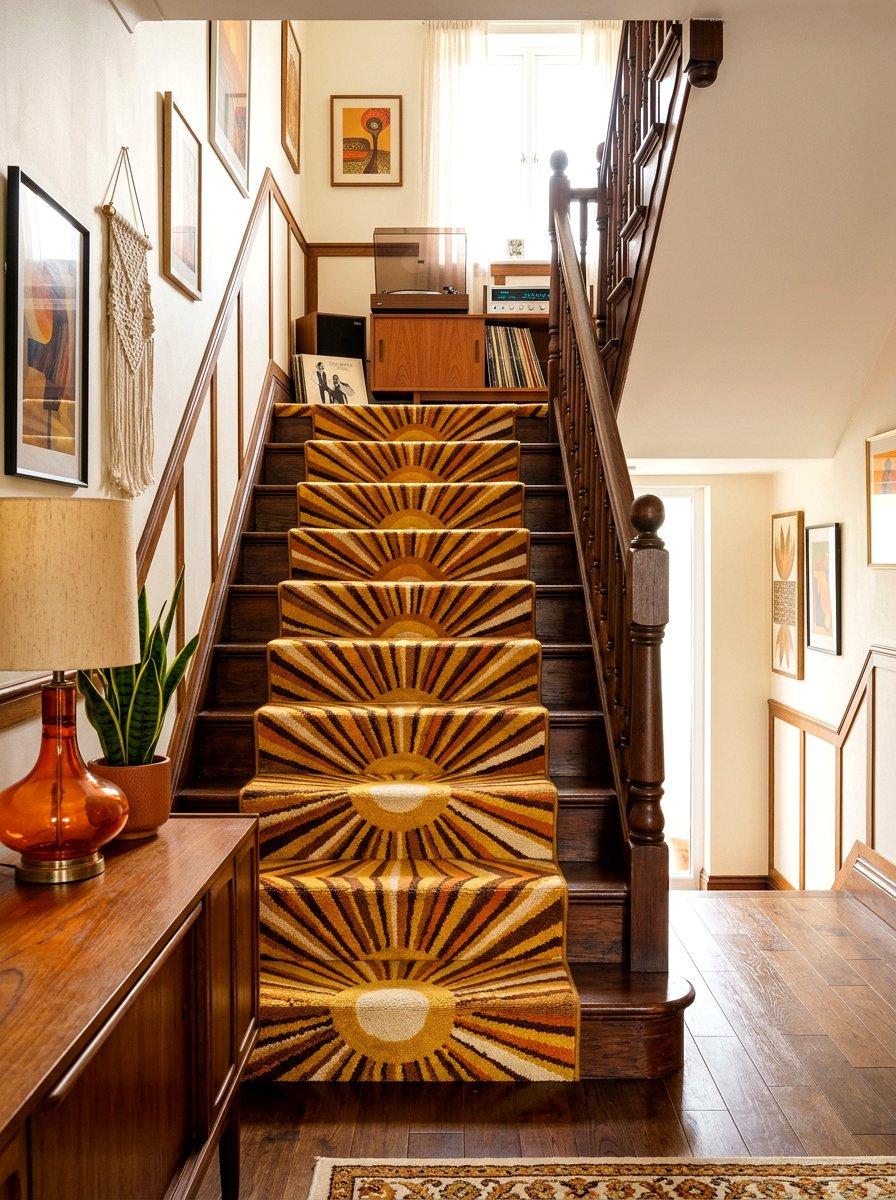 Retro Stair Runner - 30 vintage stair carpet ideas