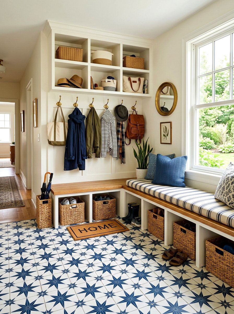 Retro Star Pattern Tile - 30 peel and stick floor ideas