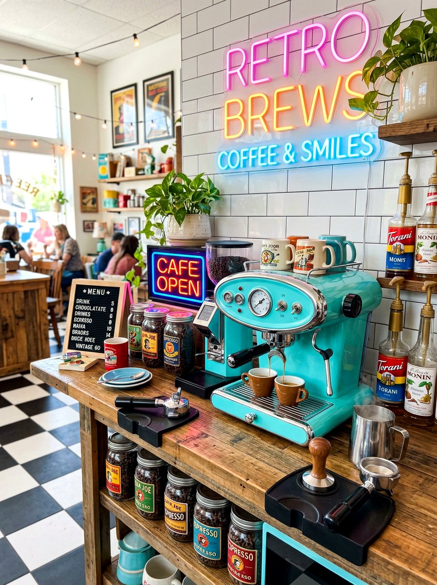 Retro Style Coffee Station - 30 aesthetic home cafe setup ideas
