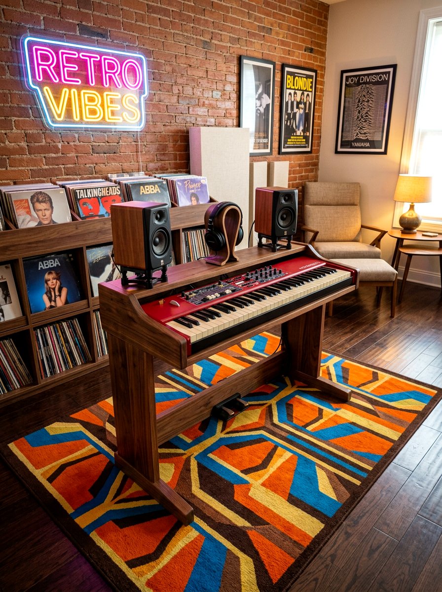 Retro Style Keyboard Station - 30 piano corner ideas