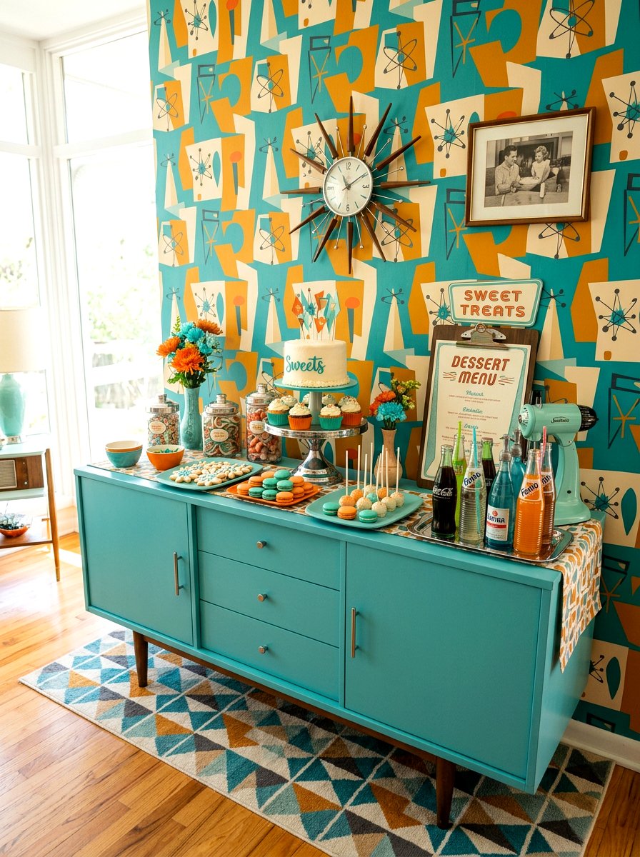 Retro Theme Dessert Table - 30 dessert table decor ideas