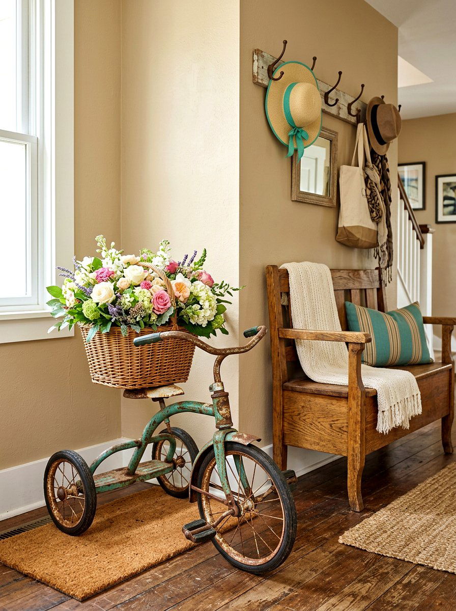 Retro Tricycle Entryway Decor - 30 vintage toy decor ideas