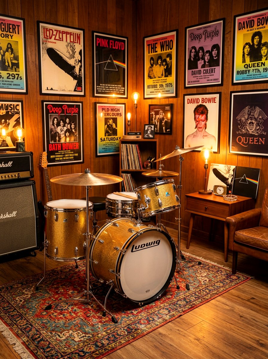 Retro drum room - 30 drum room ideas