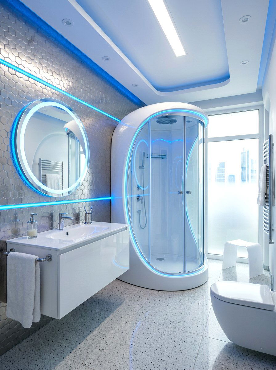 Retro futuristic bathroom - 30 retro bathroom ideas