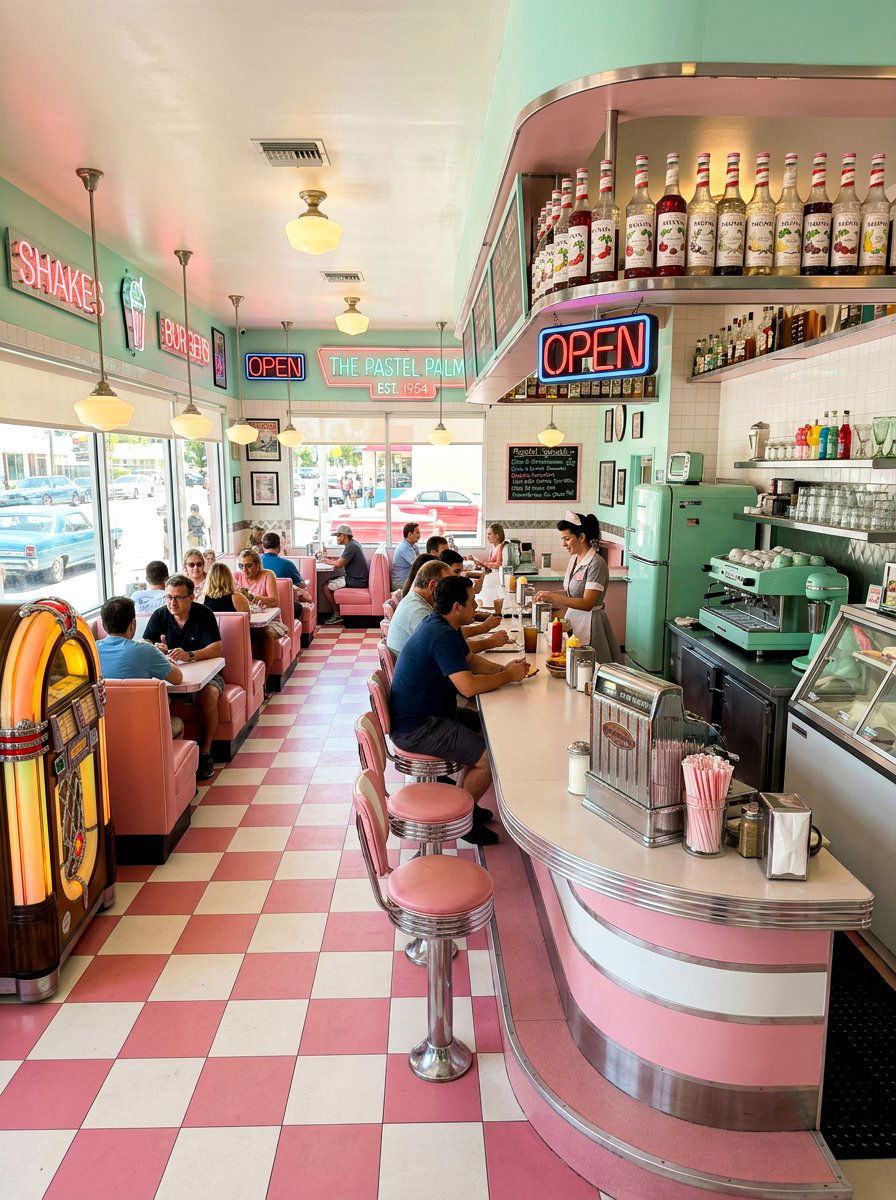 Retro pastel cafe - 30 home cafe kitchen ideas