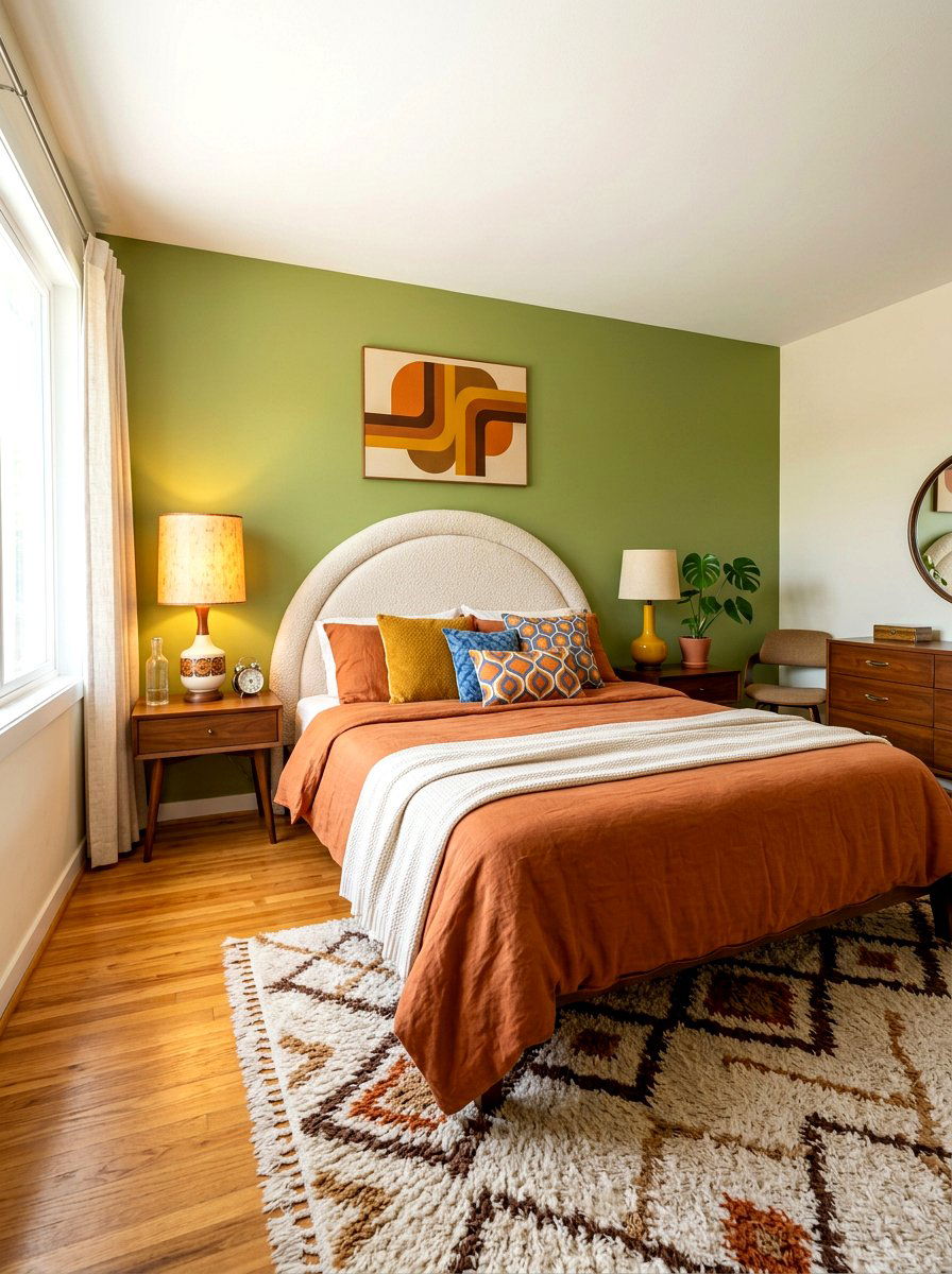 Retro style boucle headboard - 30 boucle headboard ideas